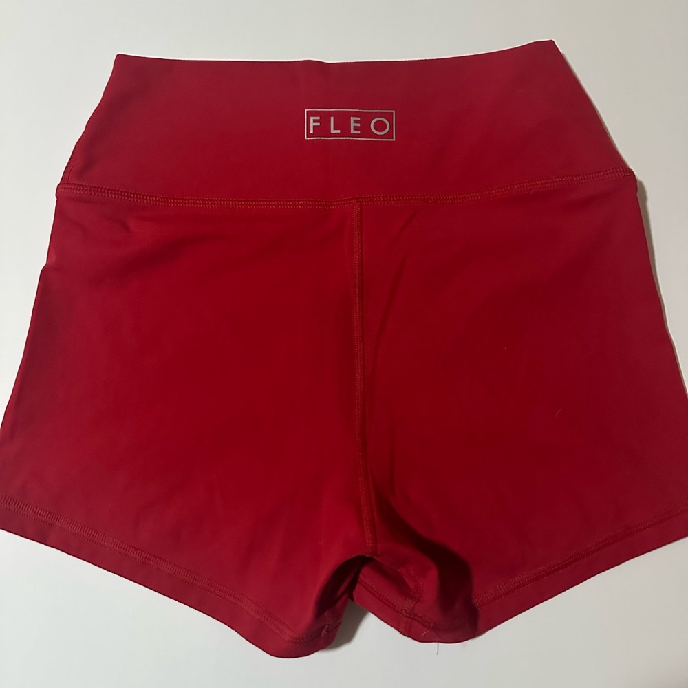 Fleo Women's High-Waist Red Bike Shorts